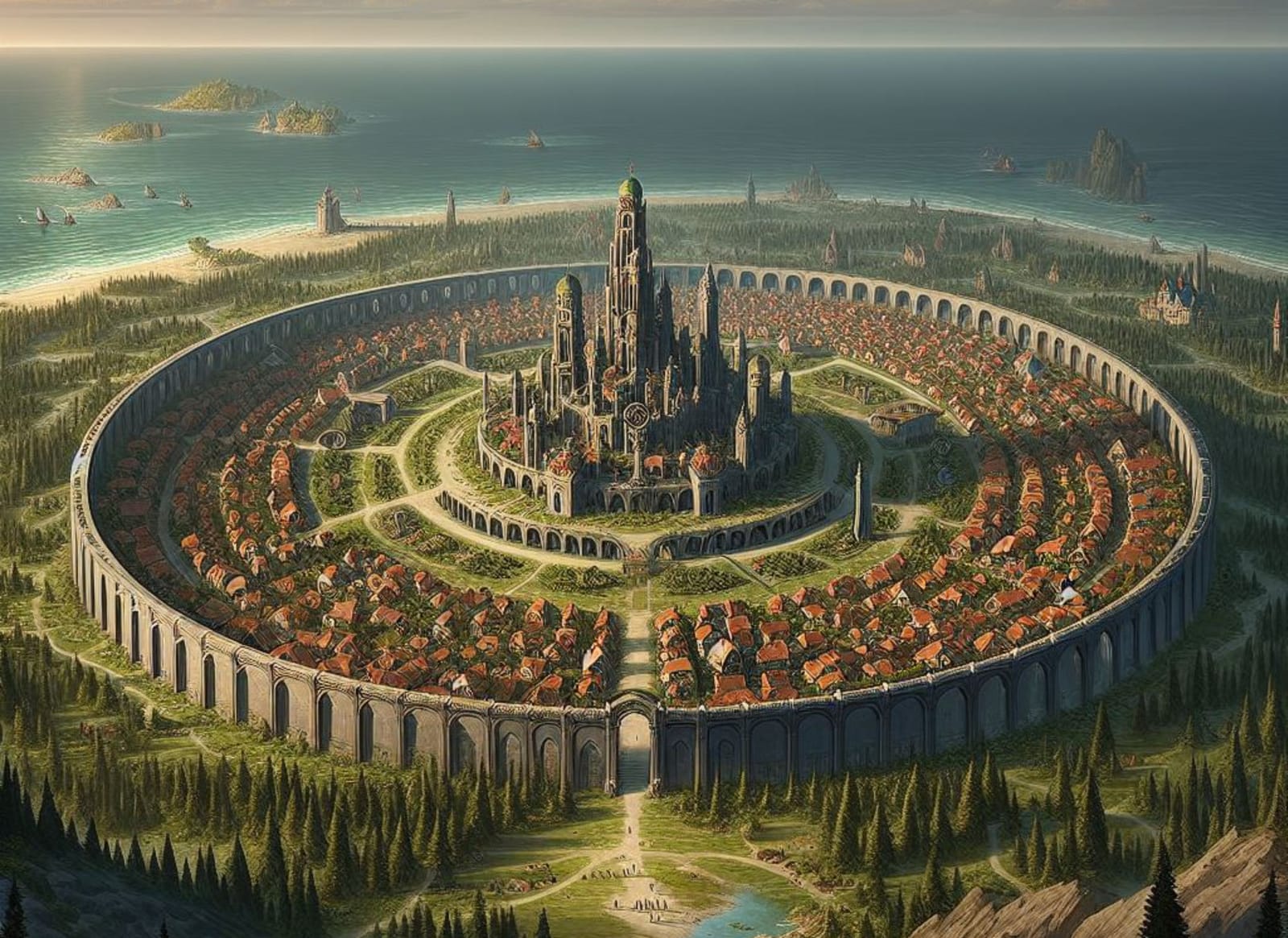 Copi — a vast ringed city in a clearing near the sea