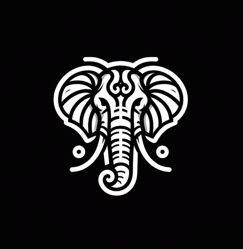 The emblem of the Trunk — an ornate elephant head on a black field